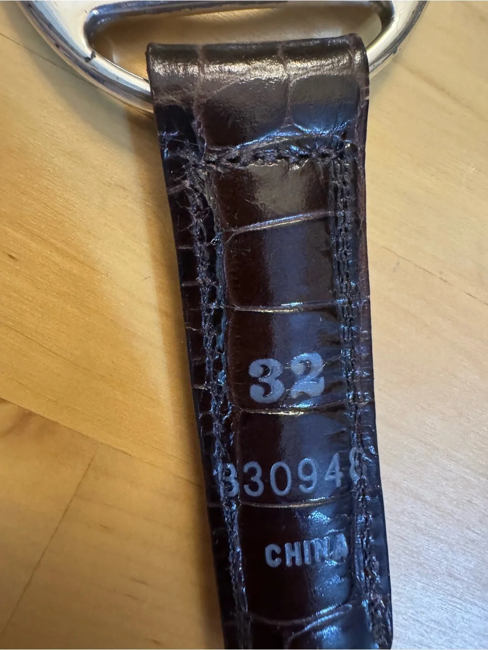 Brighton Dark Brown Croc-Embossed Leather Belt with Silver Chain Links 32”